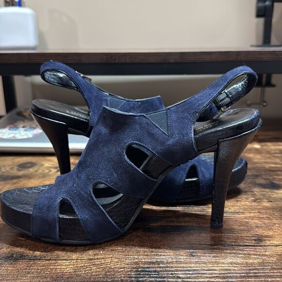 Donald J Pliner Navy Suede Heels Size 9n - Picture 5 of 8